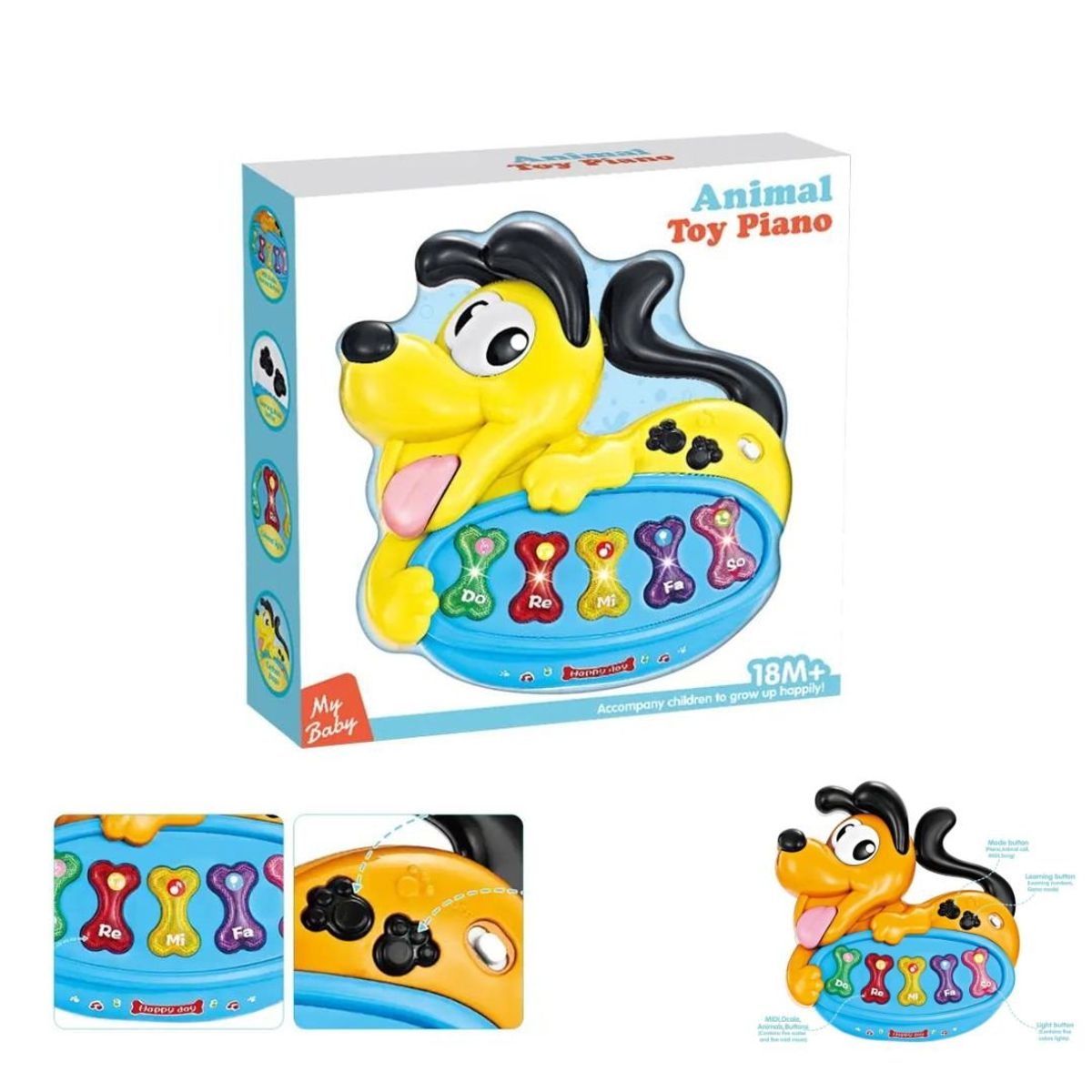 GENERICO - Juguete Didáctico Piano Musical Perrito Con Luces