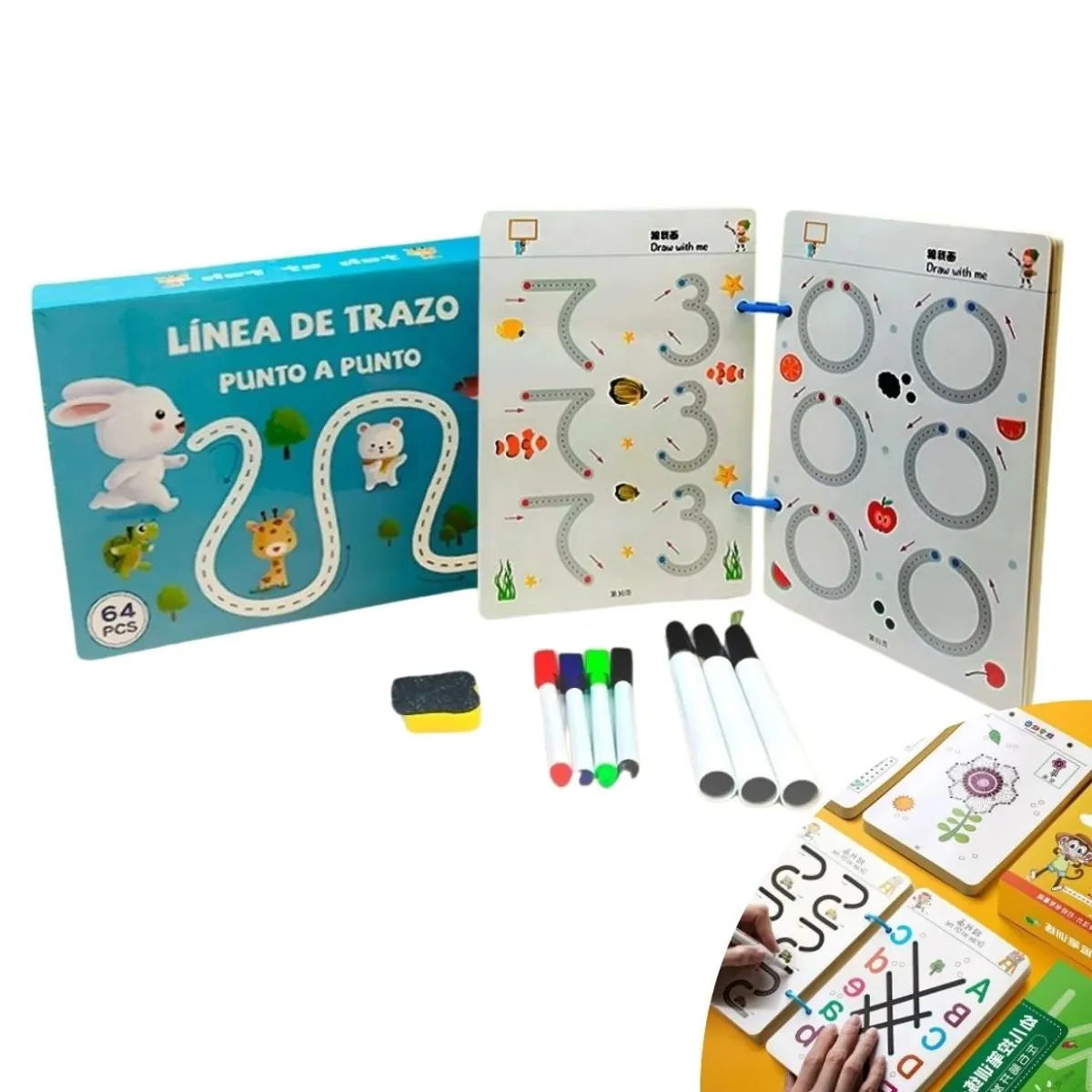 GENERICO - Libro De Trazos Líneas y Puntos Para Bebés Y Niños