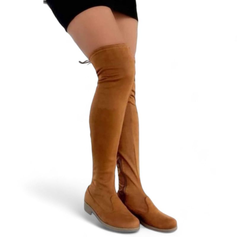 GENERICO - Botin Mujer Casual Gamuza Taco 2 1299P-73 Color Camel