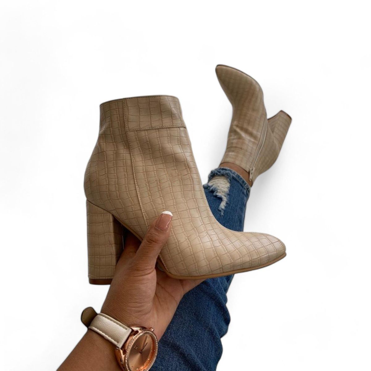 GENERICO - Botin Mujer Elegante Larbado1299P-68 Color Beige