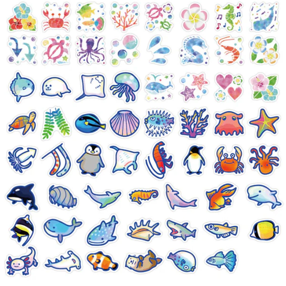 GENERICO - pack 60 stickers  Animales del Océano
