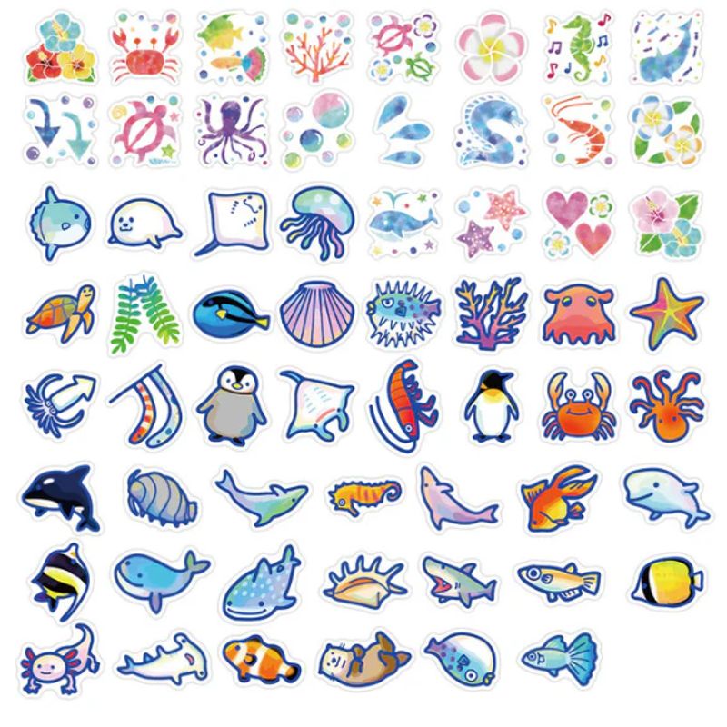GENERICO - pack 60 stickers  Animales del Océano