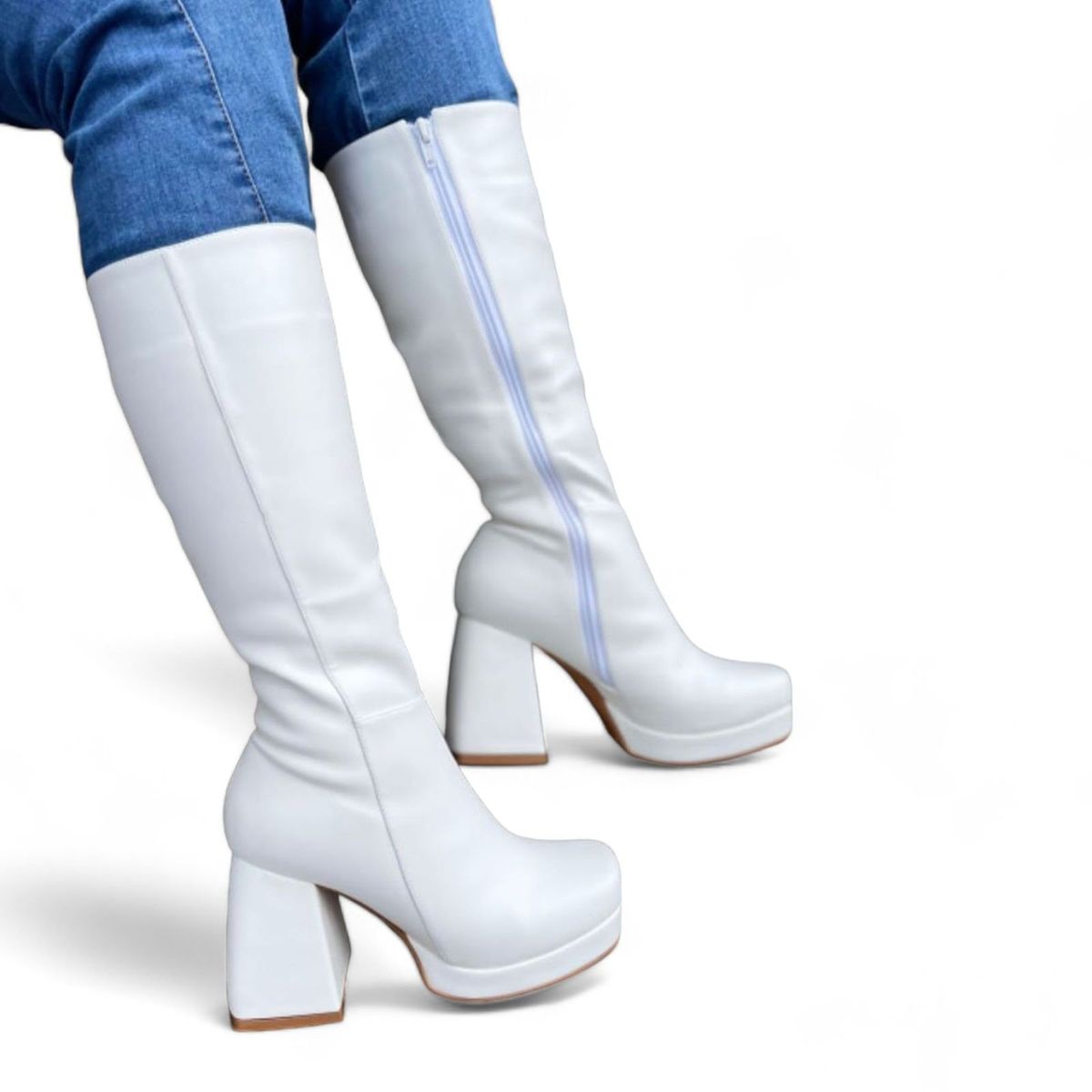 GENERICO - Botin Mujer Elegante Taco 7 1299P-85 Color Blanco