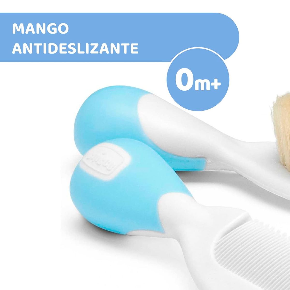 CHICCO - Cepillo y Peine Natural Chicco Celeste