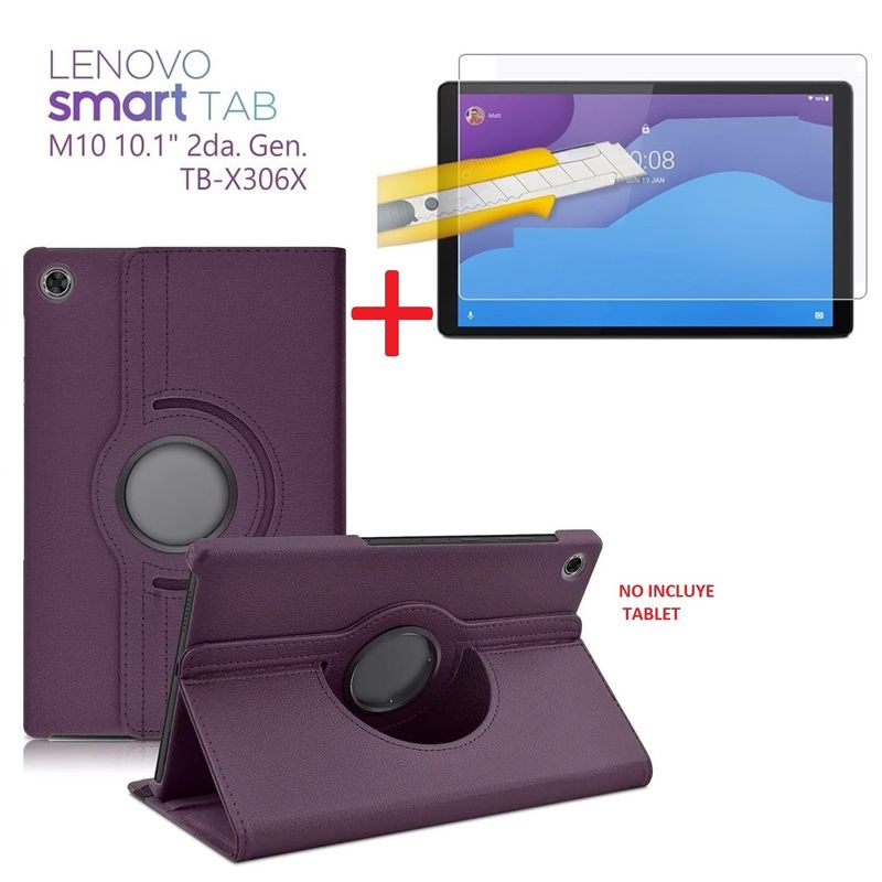 GENERICO - Funda Case + Mica Vidrio para Lenovo M10 2da Gen 10.1 4G Lte TB-X306X.
