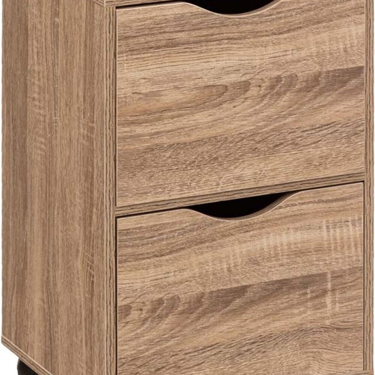 TU MESITA - Velador Mesa de Noche Francis con ruedas color Marrón 2 cajones TU MESITA