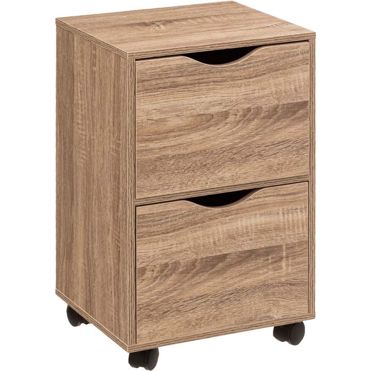 TU MESITA - Velador Mesa de Noche Francis con ruedas color Marrón 2 cajones TU MESITA