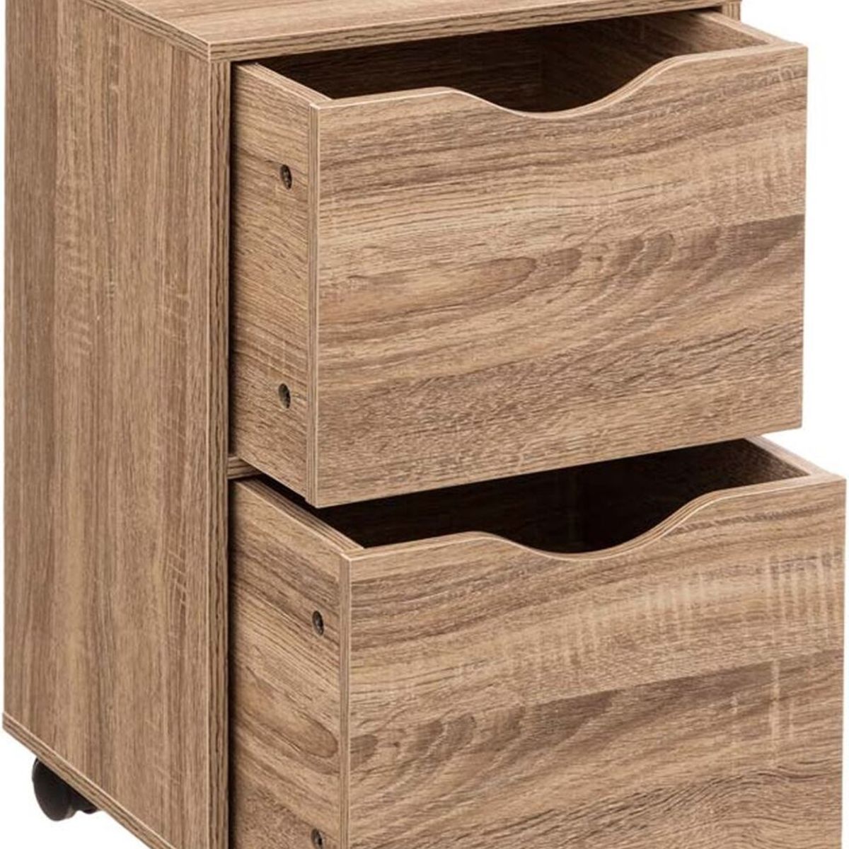 TU MESITA - Velador Mesa de Noche Francis con ruedas color Marrón 2 cajones TU MESITA