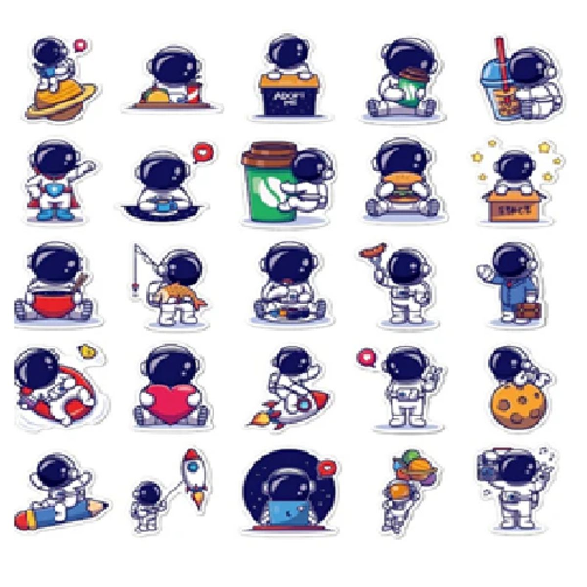 GENERICO - pack 50 stickers impermeables astronautas