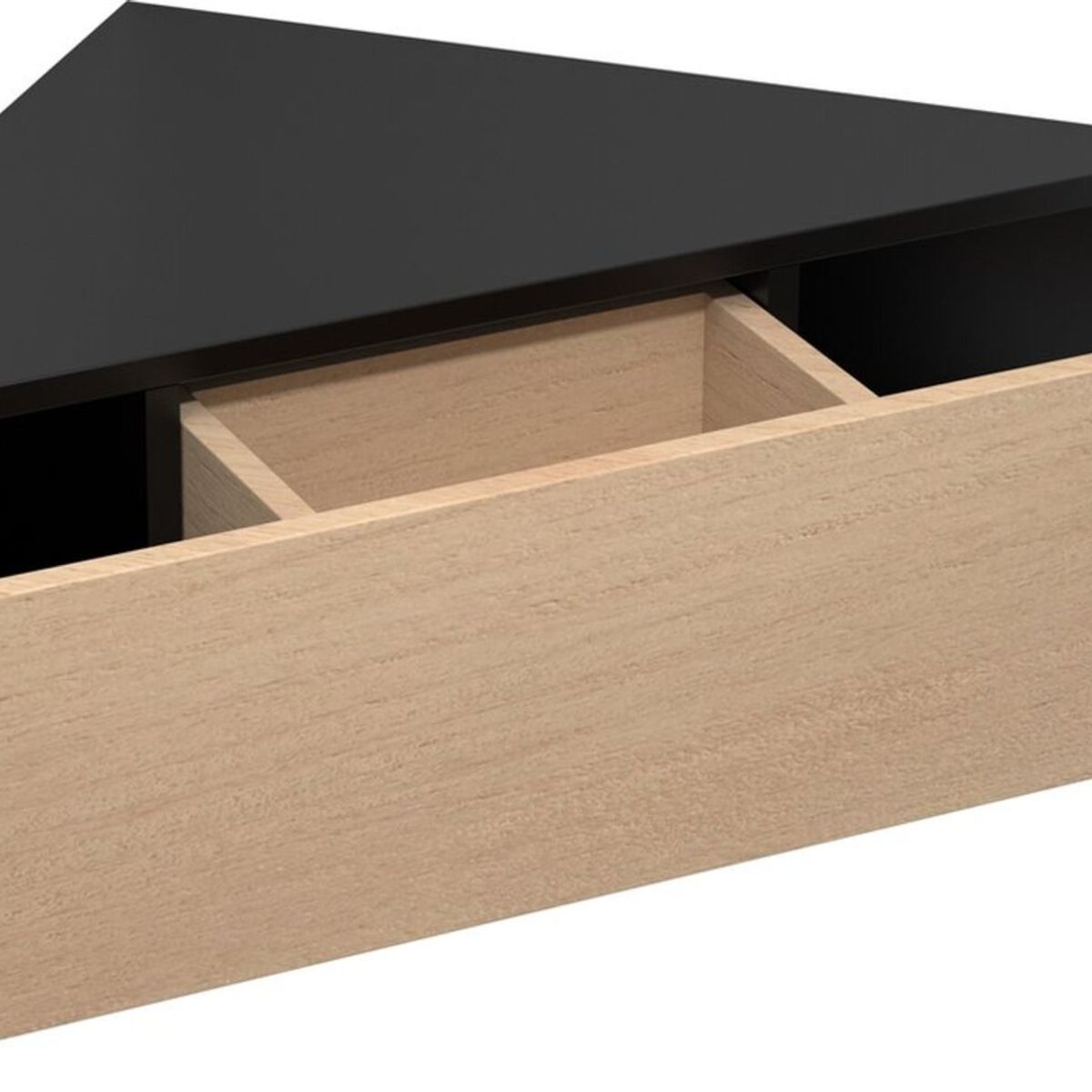 TU MESITA - Velador Esquinero Flotante Sandy color NegroDuna 1 cajón TU MESITA