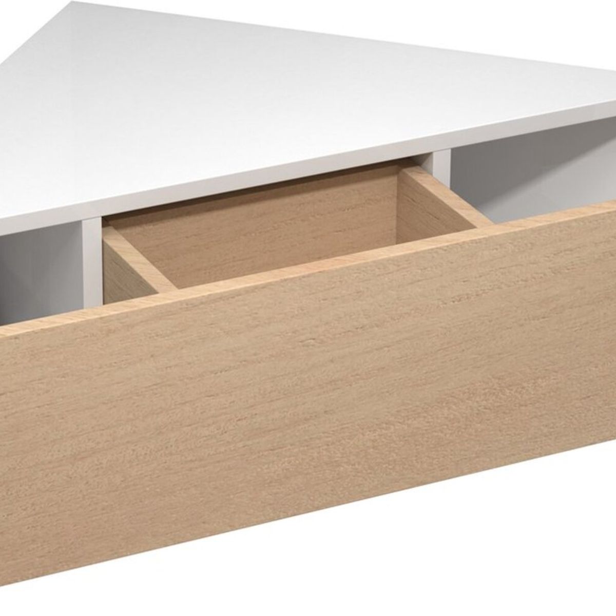 TU MESITA - Velador Esquinero Flotante Sandy color BlancoDuna 1 cajón TU MESITA