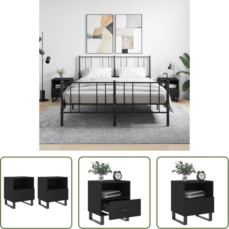 TU MESITA - Velador Mesa de Noche Saori 1 cajón color Negro TU MESITA