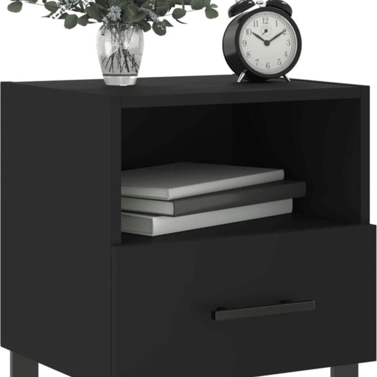 TU MESITA - Velador Mesa de Noche Saori 1 cajón color Negro TU MESITA