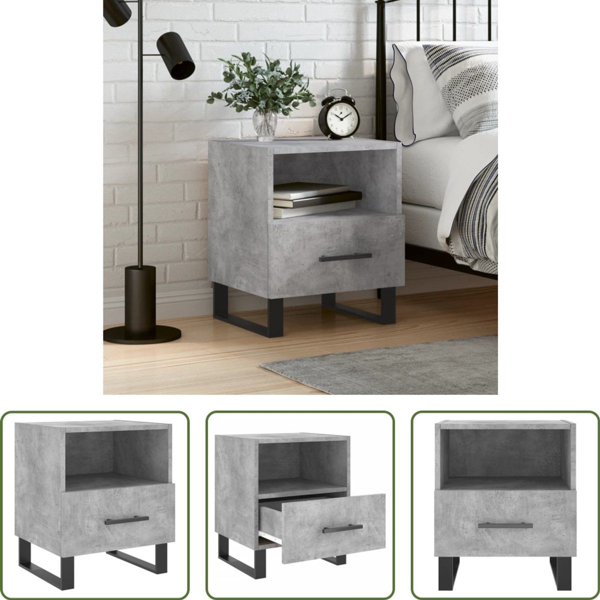 TU MESITA - Velador Mesa de Noche Saori 1 cajón color Gris TU MESITA