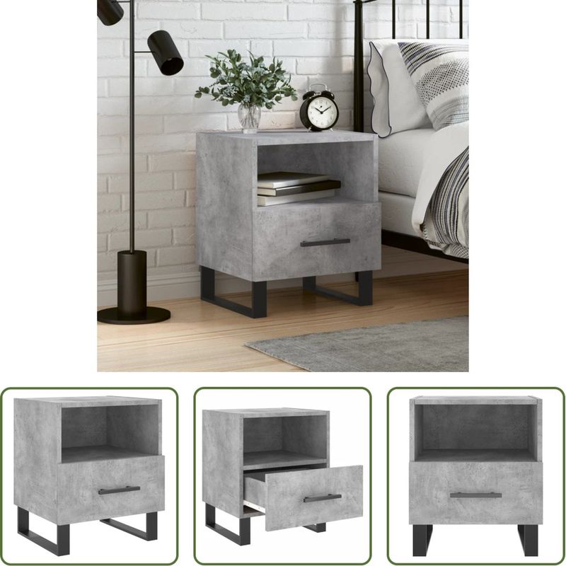 TU MESITA - Velador Mesa de Noche Saori 1 cajón color Gris TU MESITA