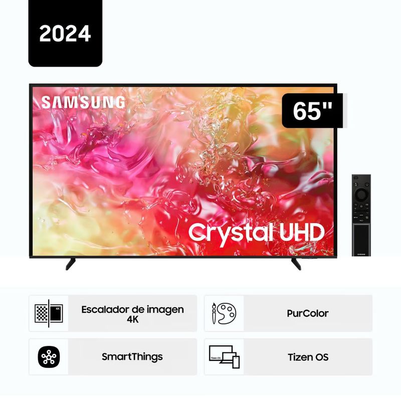 SAMSUNG - Televisor Samsung LED 65 Crystal UHD 4K 65DU7000 Tizen OS Smart TV