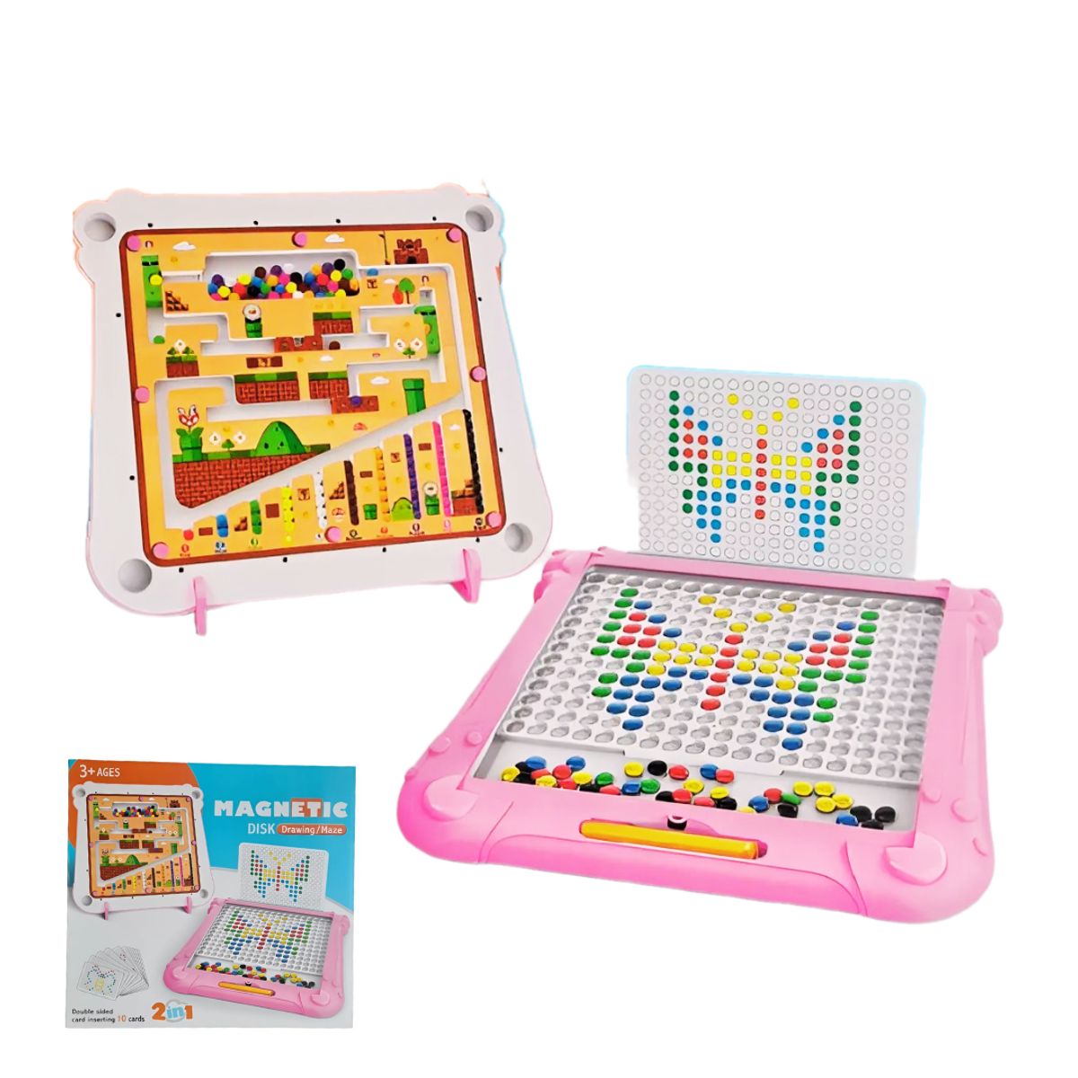 GENERICO - Juego Didáctico 2 en 1 Puzzle Mosaico + Laberinto Magnético