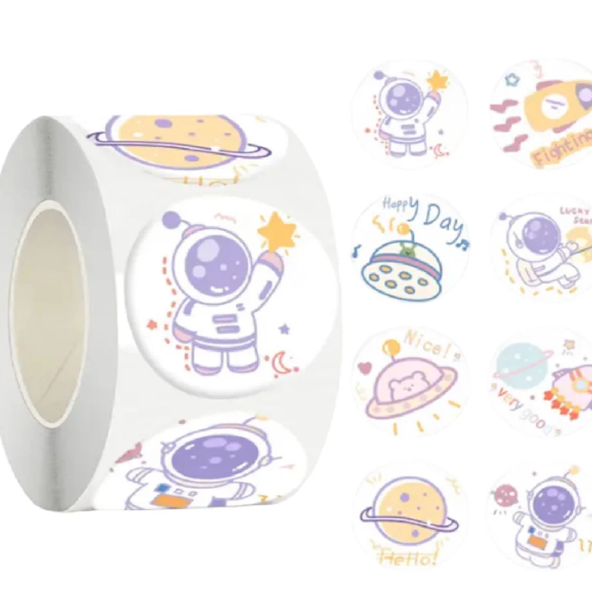 GENERICO - 100 stickers en rollo planetas Modelo 2
