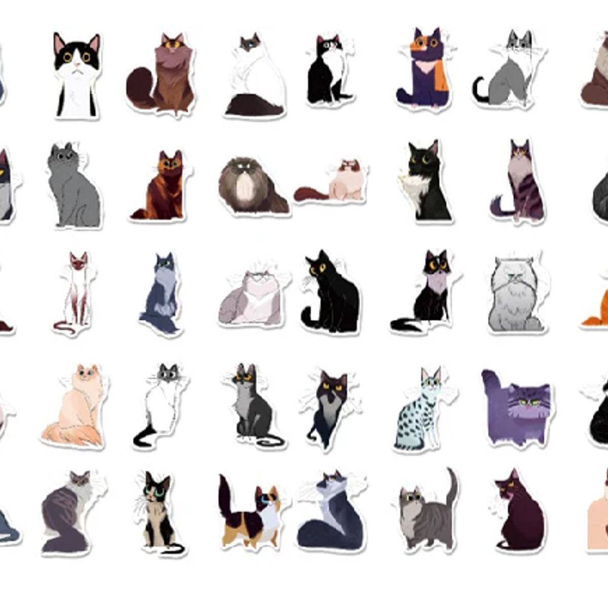 GENERICO - pack 50 stickers impermeables Gatitos, Gatos