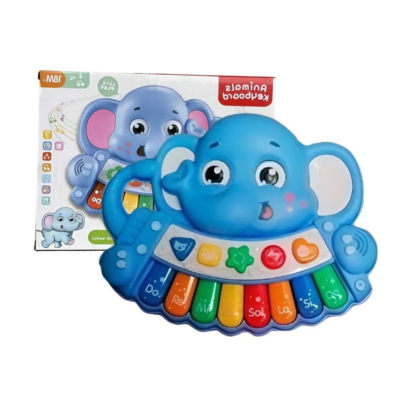 GENERICO - Elefante Celeste Interactivo Con Luces Y Notas Musicales