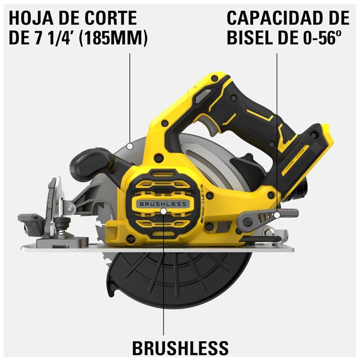 STANLEY - Sierra circular inalambrico 7 1/4" 20V BRUSHLESS 2 Baterias STANLEY