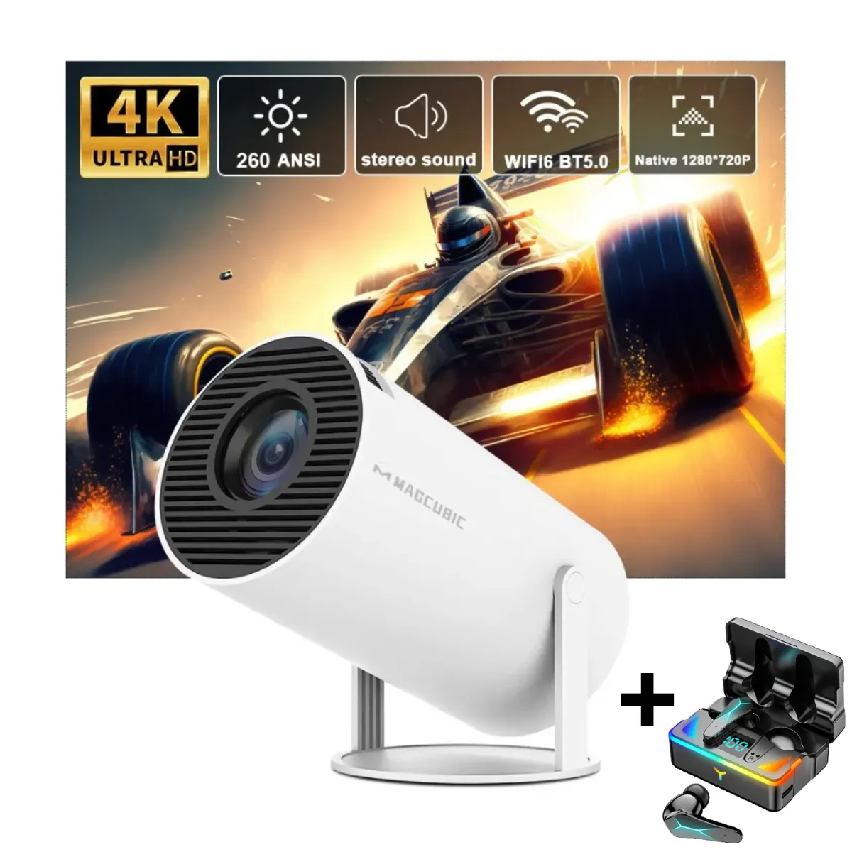 OEM - Proyector HY300 PRO Smart 4K Android11 Wifi Bluetooth