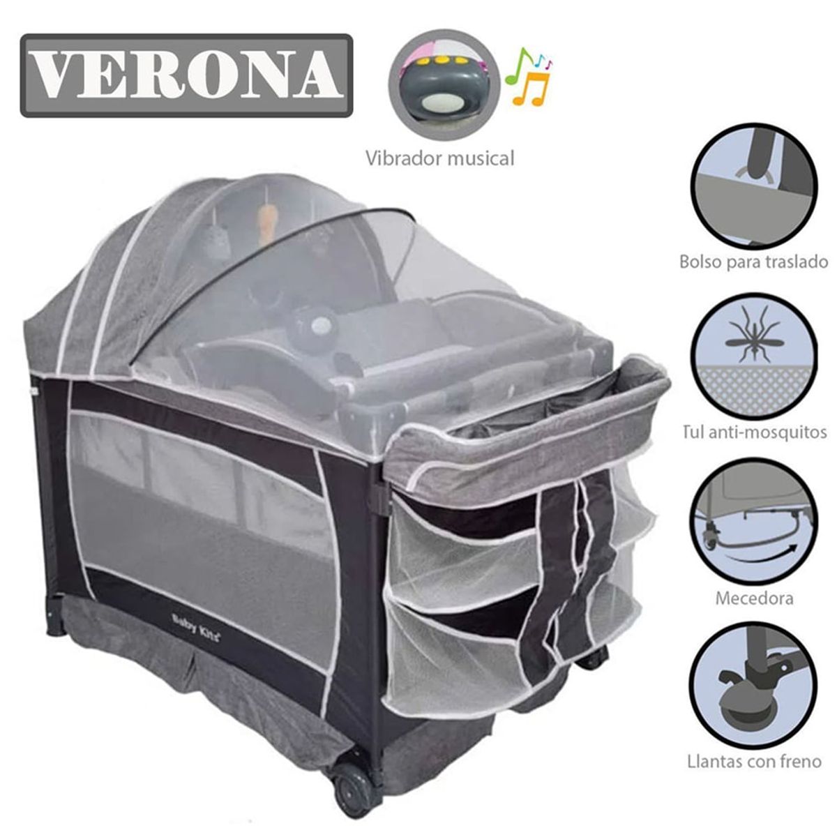 BABY KITS - Cuna Corral Baby Kits Verona Gris