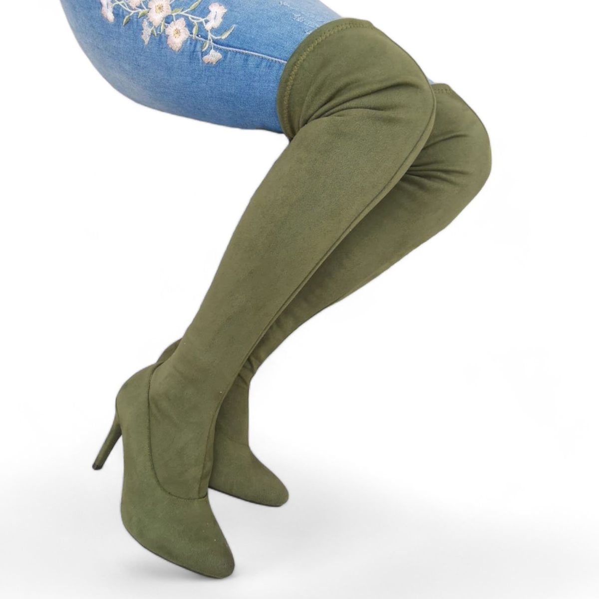 GENERICO - Botin Mujer Stretch Sueder Aguja 71299P-75 Color Verde