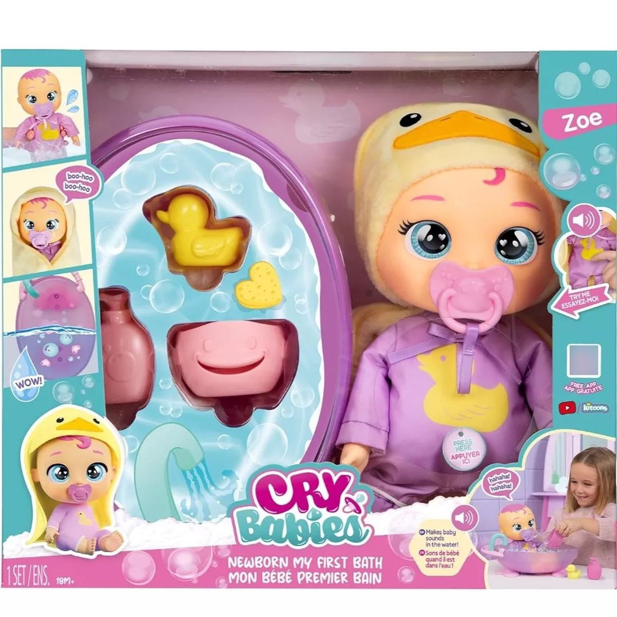 CRY BABIES - Muñeca Cry Babies Newborn Zoe Mi Primer Baño
