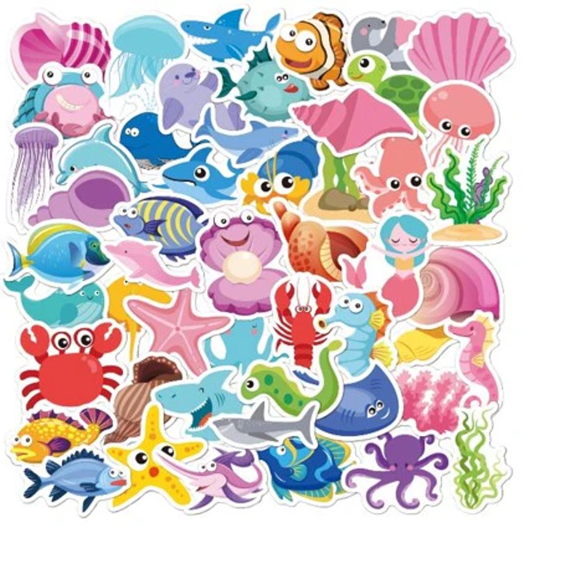 GENERICO - pack 50 stickers  Animales del Océano Modelo 2