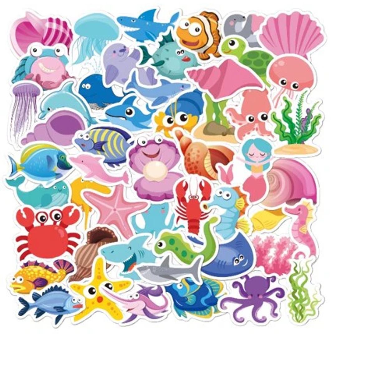 GENERICO - pack 50 stickers  Animales del Océano Modelo 2