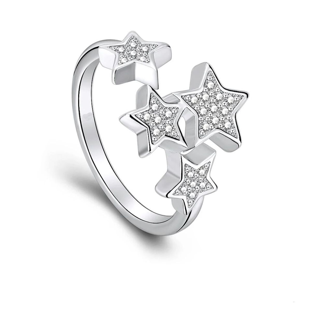 LA TIENDA 88 JOYAS Y ACCESORIOS - La Tienda 88 - Anillo Mujer Estrellas Ajustable Bañado Oro 18 - Blanco