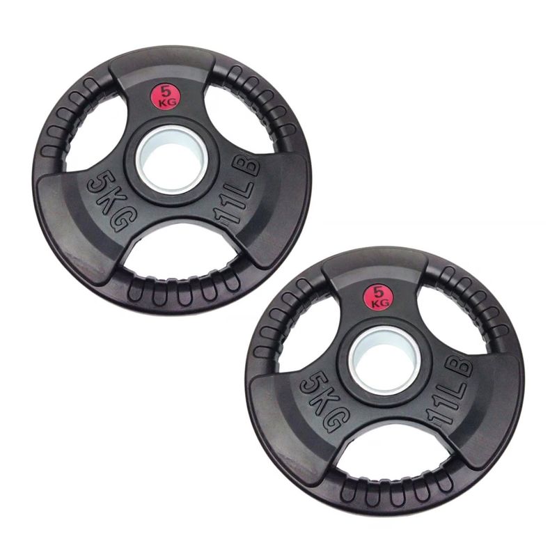 GETHEX - Discos pesas Olímpicos 5kg x 2 acero/caucho