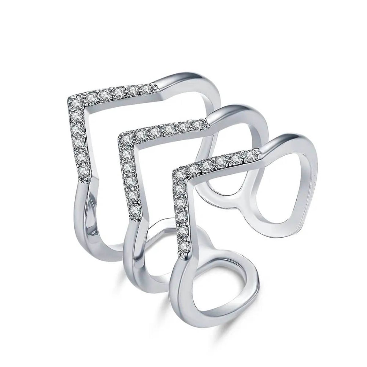 LA TIENDA 88 JOYAS Y ACCESORIOS - La Tienda 88 - Anillo Mujer Deluxe Ajustable Bañado Oro 18k - Blanco