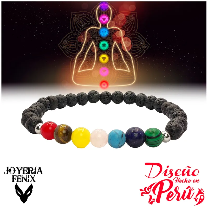 JOYERIA FENIX - Pulsera 7 Chakras Piedras Naturales - Joyería Fenix