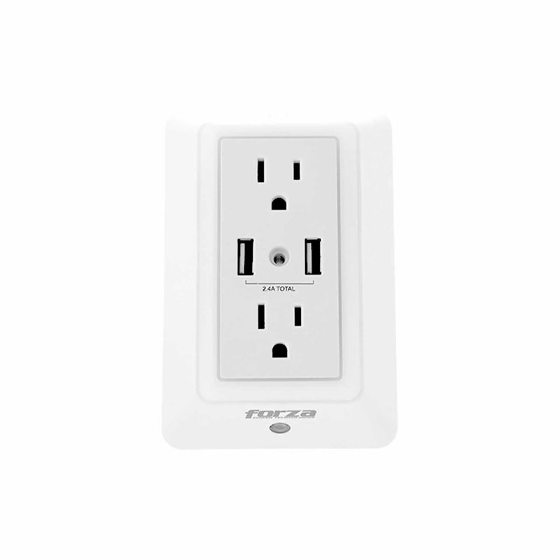 FORZA - Forza Toma Corriente De Pared Fwt-2201 2X Nema 5-15R-X2 Ptos Usb