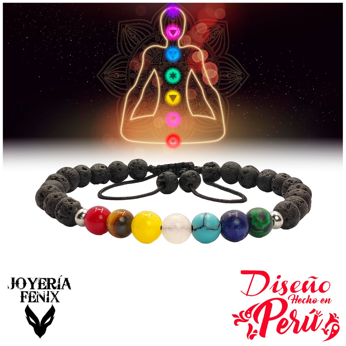 JOYERIA FENIX - Pulsera 7 Chakras Piedras Naturales - Joyería Fenix