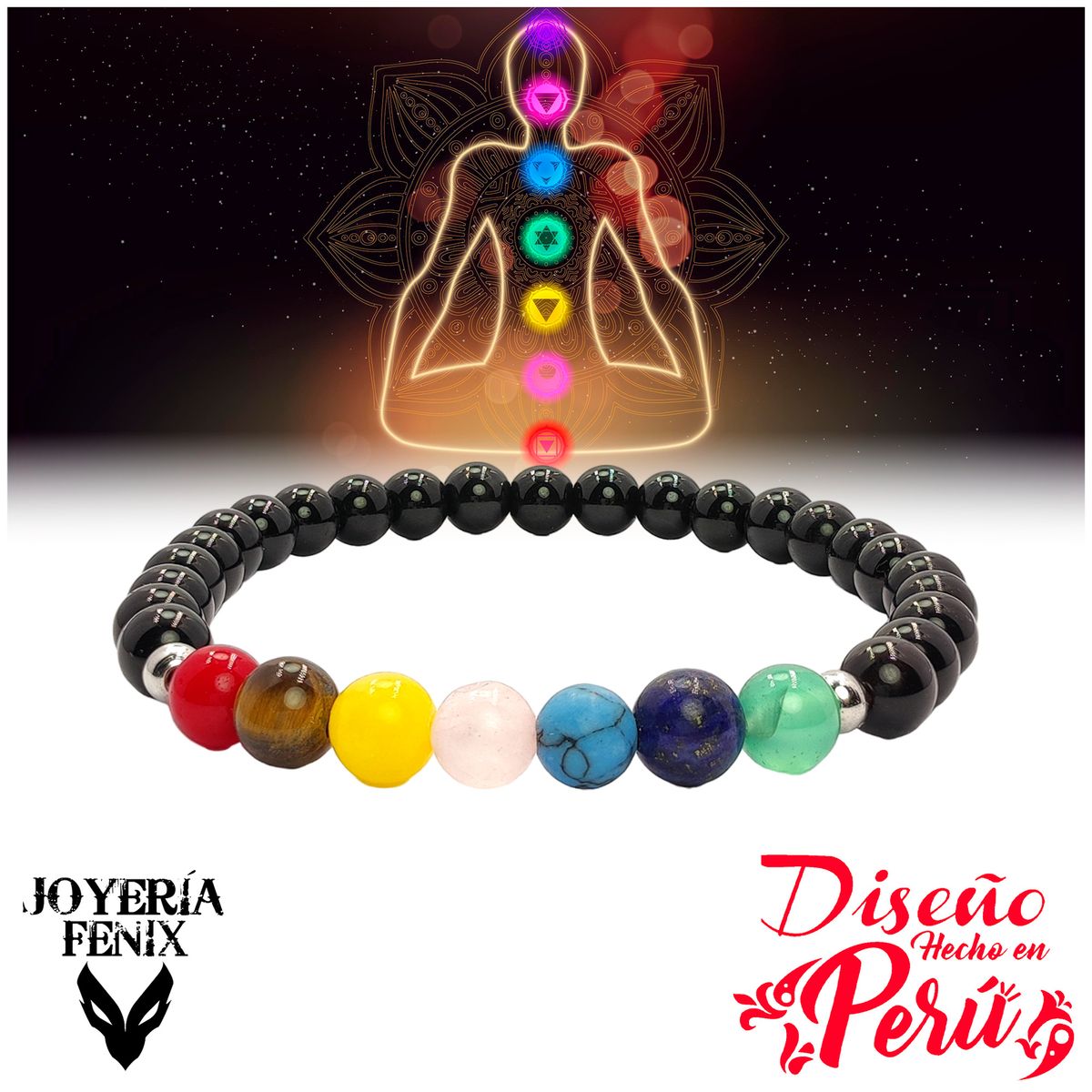 JOYERIA FENIX - Pulsera 7 Chakras Piedras Naturales - Joyería Fenix