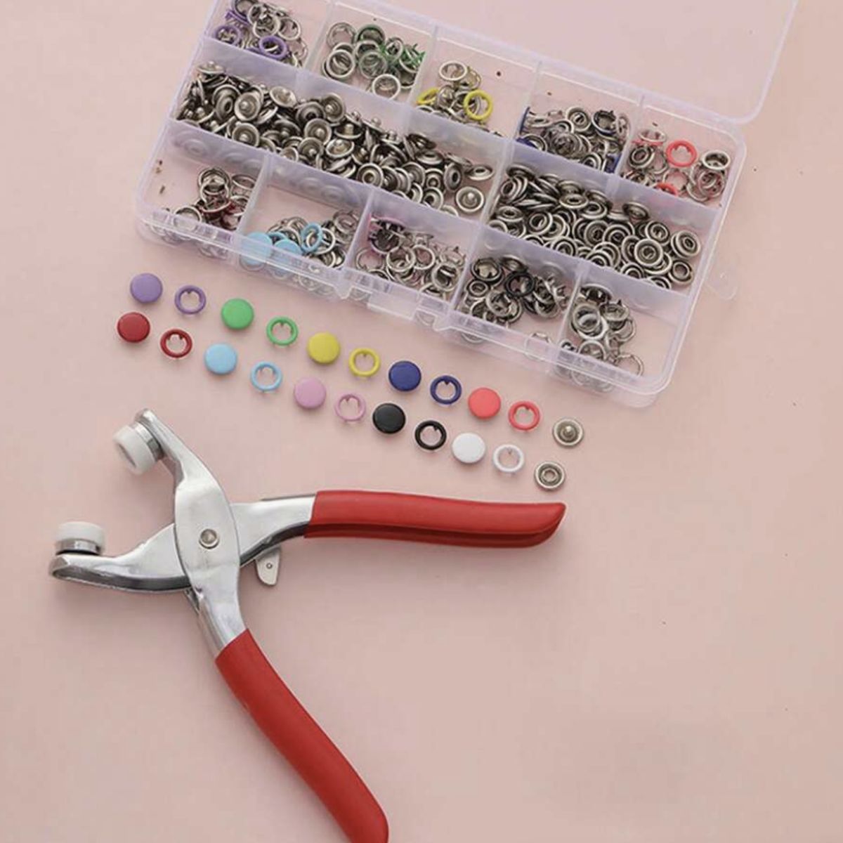 GENERICO - Alicates Botón A Presion Con 100 Broches