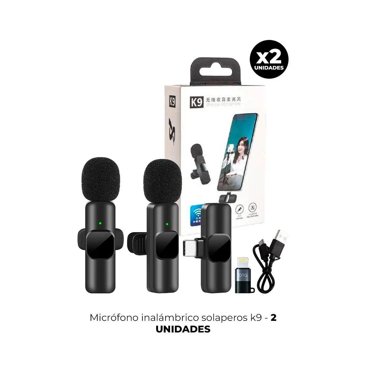 GENERICO - 2 MICROFONO INALAMBRICO SOLAPEROS K9
