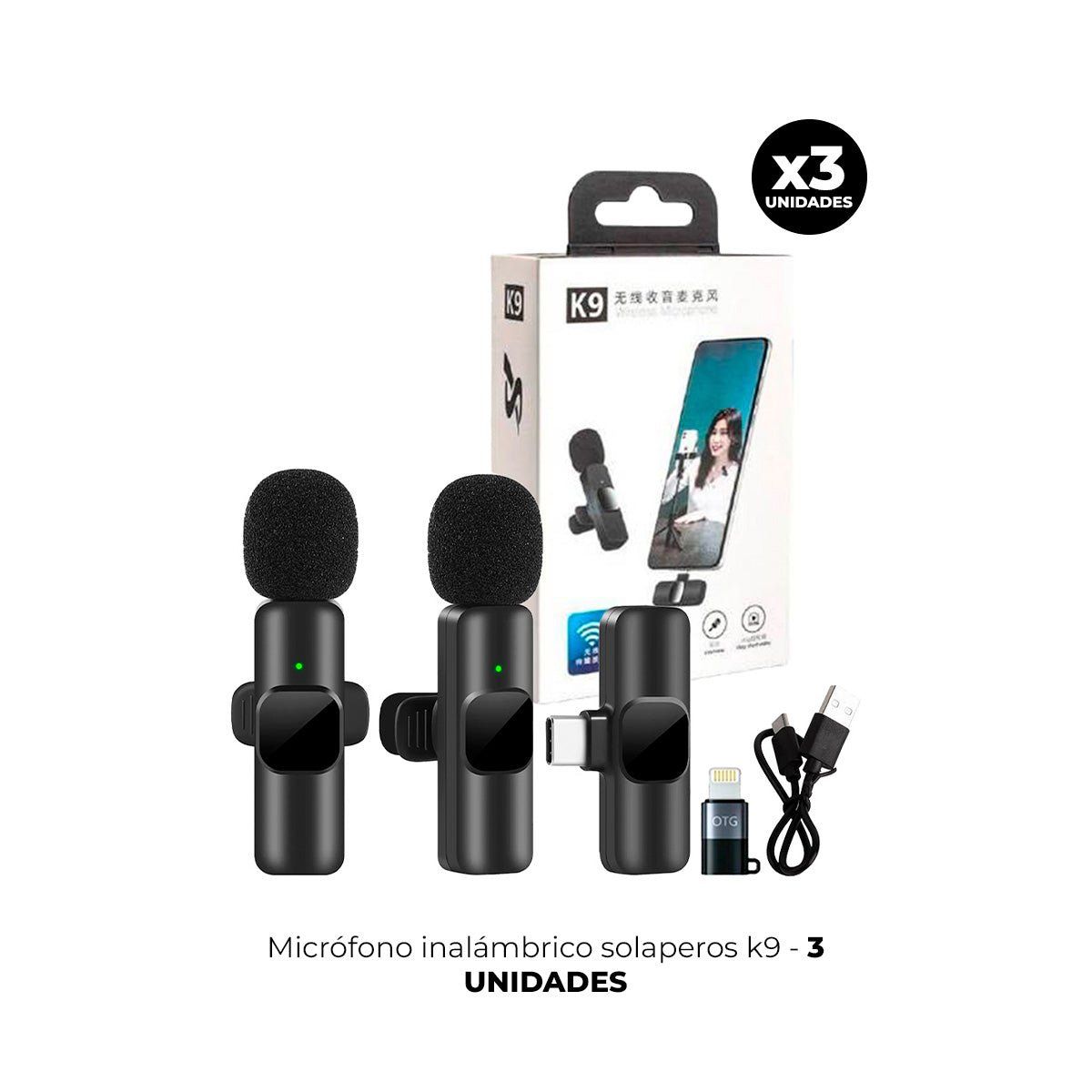 GENERICO - 3 MICROFONO INALAMBRICO SOLAPEROS K9