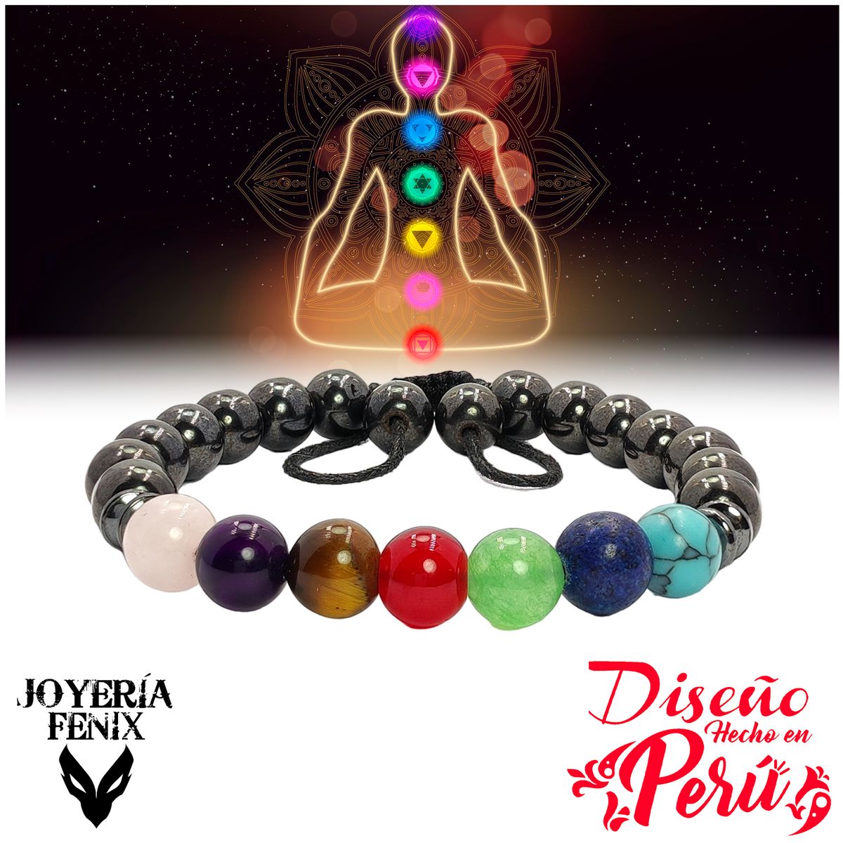 JOYERIA FENIX - Pulsera 7 Chakras Piedras Naturales - Joyería Fenix