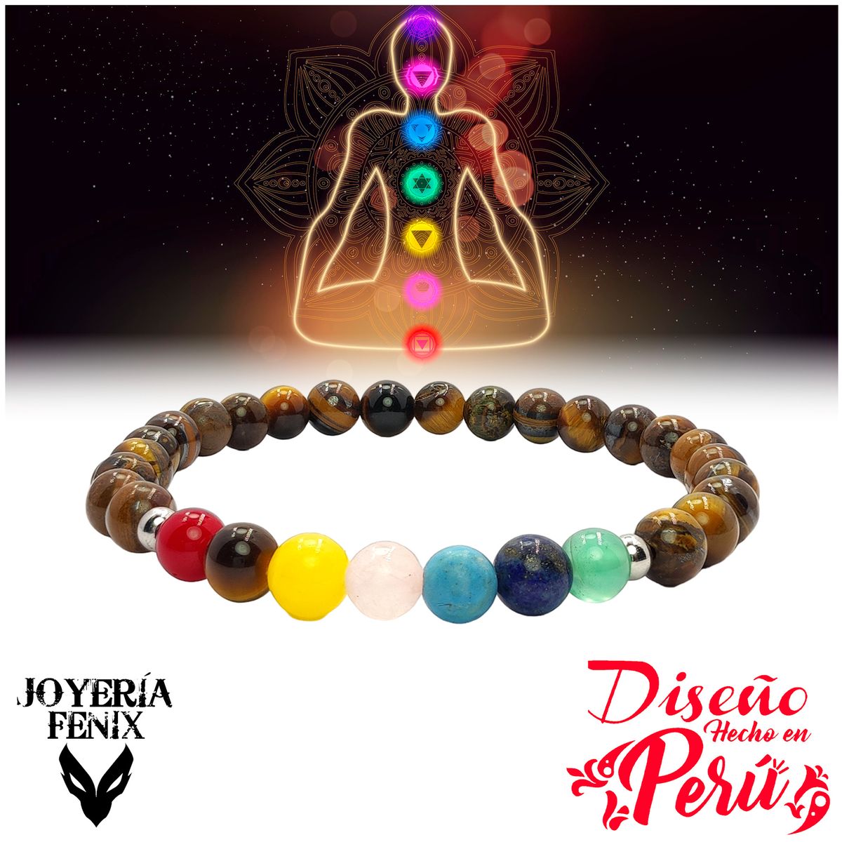 JOYERIA FENIX - Pulsera 7 Chakras Piedras Naturales - Joyería Fenix