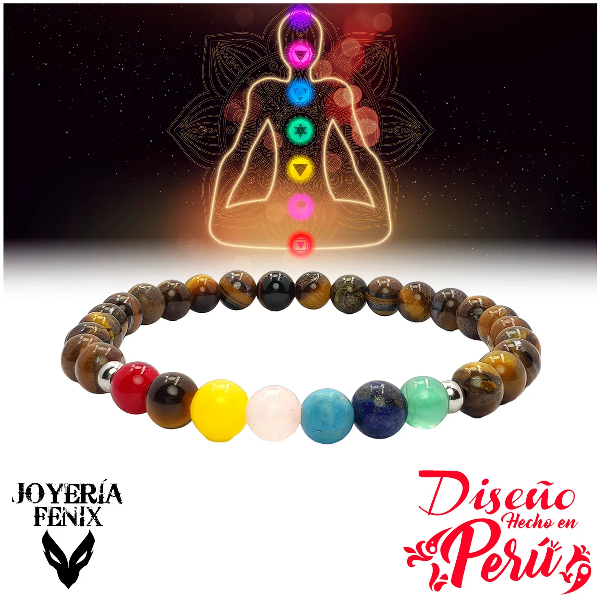 JOYERIA FENIX - Pulsera 7 Chakras Piedras Naturales - Joyería Fenix