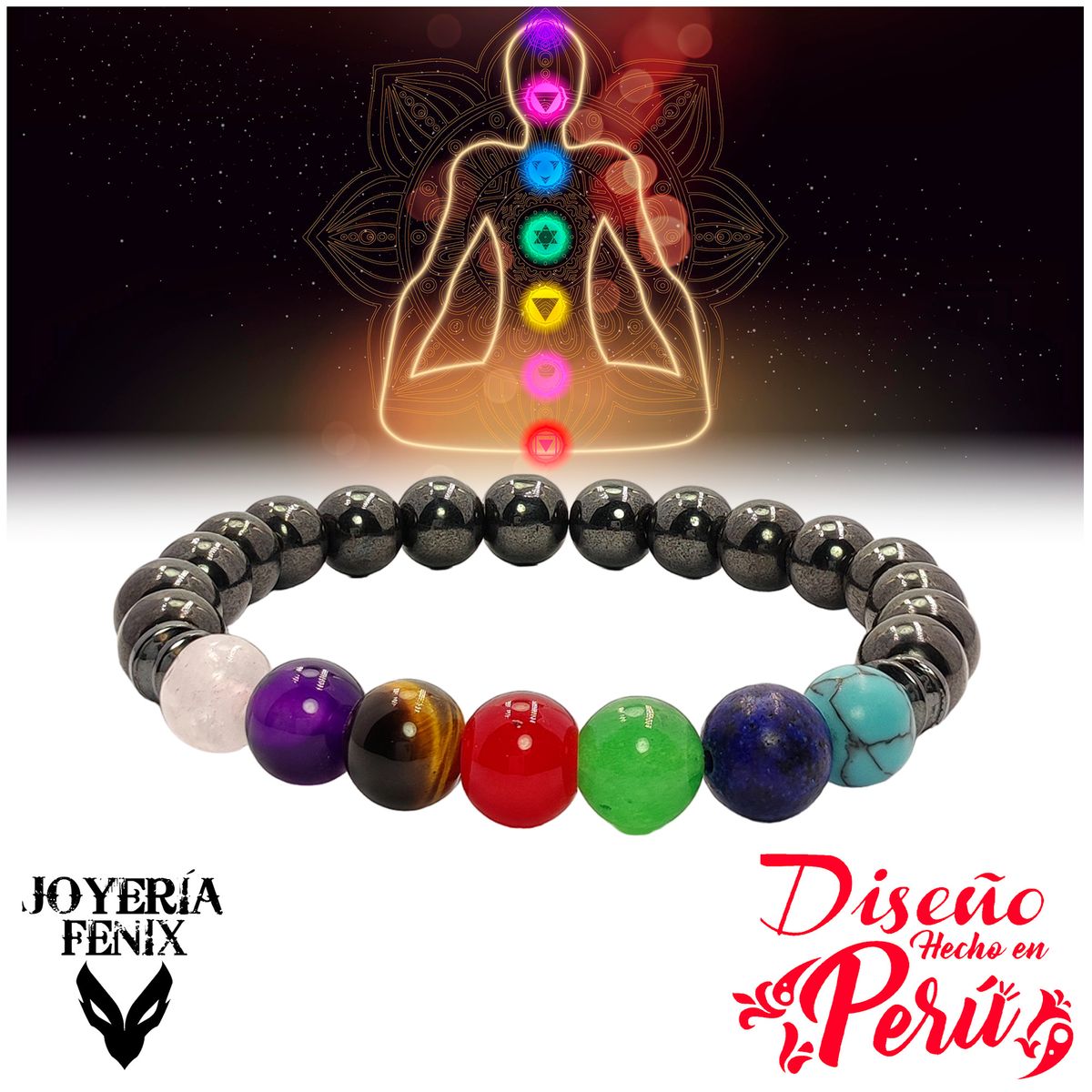JOYERIA FENIX - Pulsera 7 Chakras Piedras Naturales - Joyería Fenix