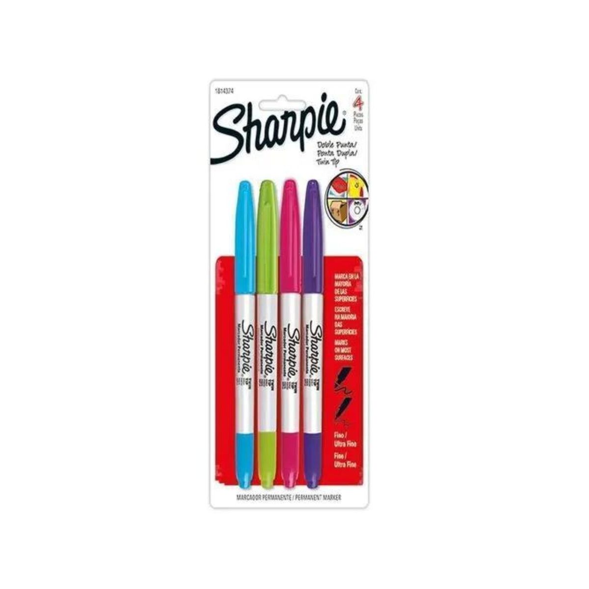 SHARPIE - Marcador Permanente Doble Punta Surtido X4