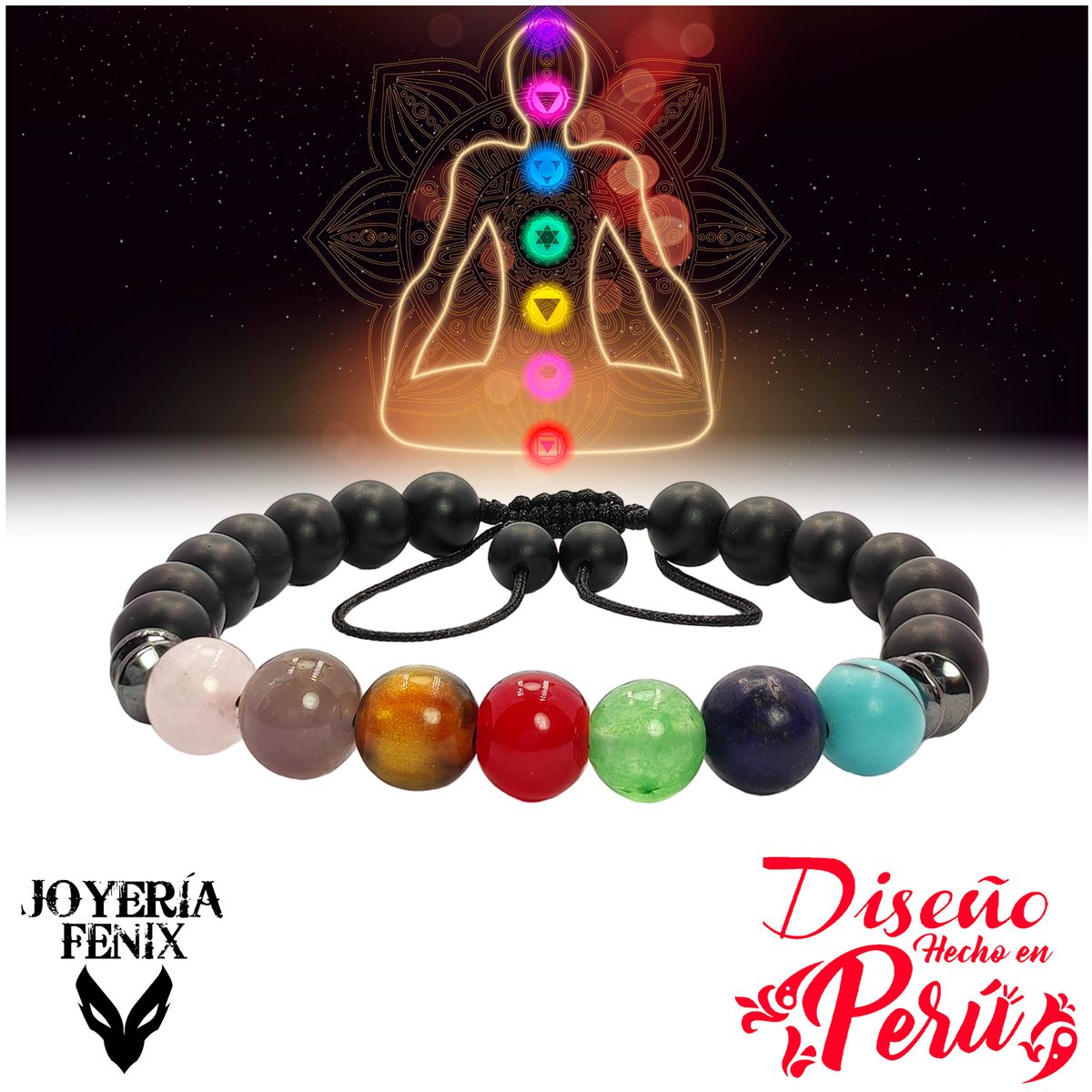 JOYERIA FENIX - Pulsera 7 Chakras Piedras Naturales - Joyería Fenix
