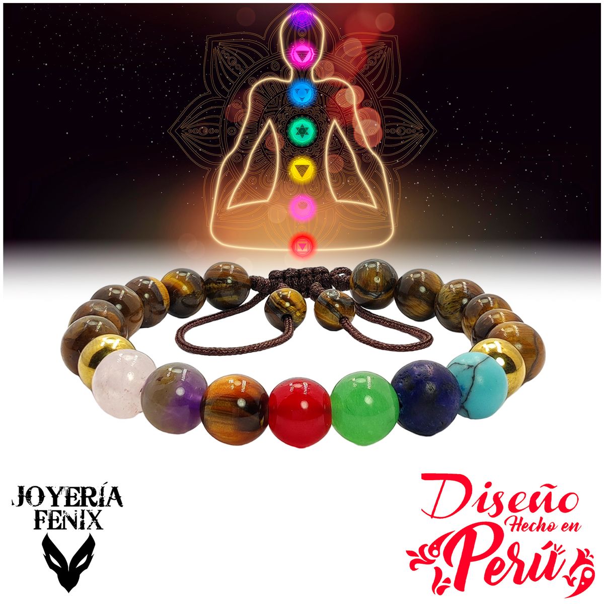 JOYERIA FENIX - Pulsera 7 Chakras Piedras Naturales - Joyería Fenix
