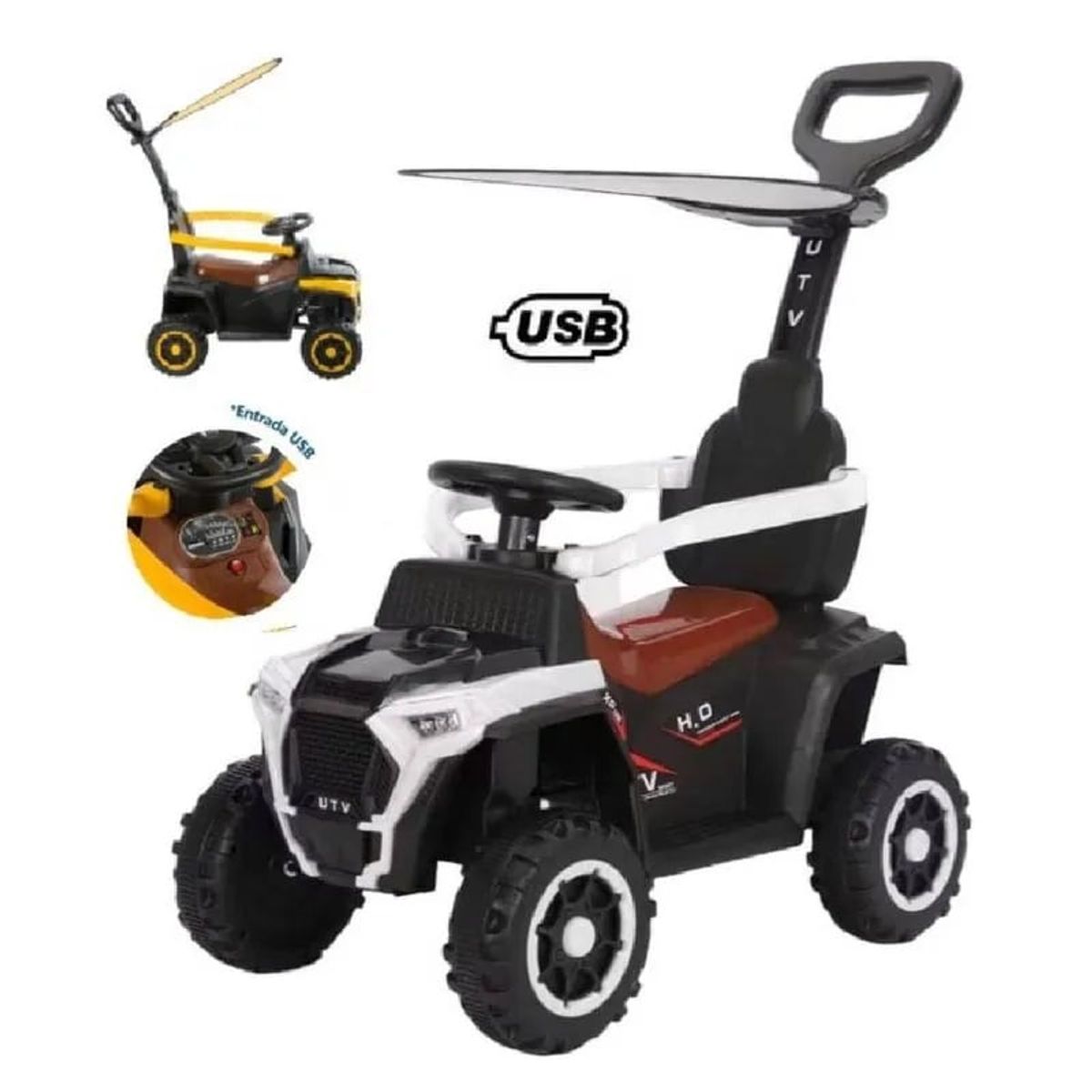 EBABY - Cuatrimoto 351 Musical con Luces y Sombrilla con USB Rosado