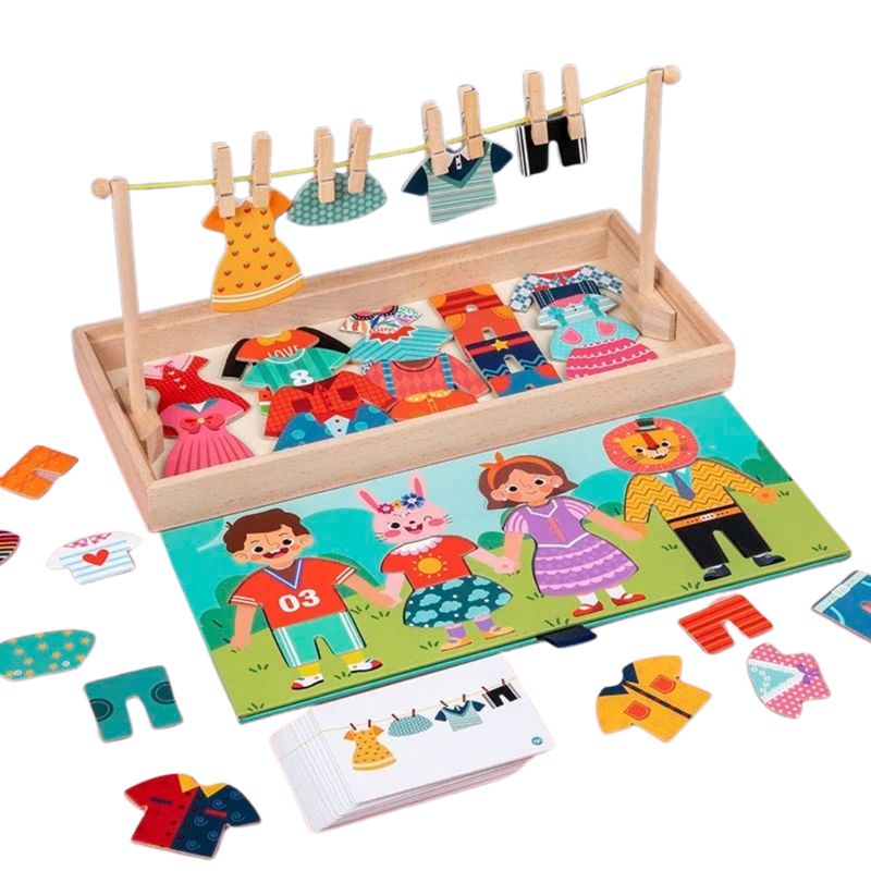 GENERICO - Juguete Didáctico Tendedero de Ropa